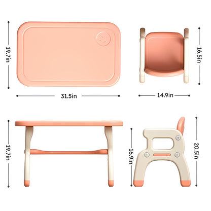 Premium Kids pink color  Learning Desk and Chair Set Ideal for Preschoolers, Home Use, and Kindergarten (One desk and Two Chairs)