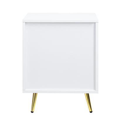 Glavbiku Gaines Nightstand, White High Gloss Finish BD01035