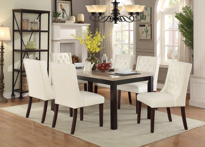 Modern Faux Leather White Tufted Set of 2 Chairs Dining Seat Chair