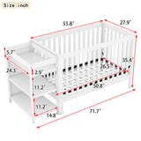 Convertible Crib/Full Size Bed with Changing Table, White