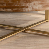 31.29"Modern Retro Splicing Round Coffee Table,Fir Wood Table Top with Gold Cross Legs  Base(Same SKU:W757123559)