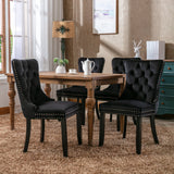 Nikki Collection Modern, High-end Tufted Solid Wood Contemporary Velvet Upholstered Dining Chair with Wood Legs Nailhead Trim 2-Pcs Set, Black, SW2001BK