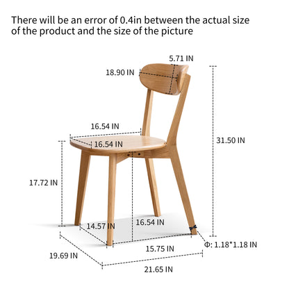 Dining chair wooden FAS grade oak natural wood made in North America 100% dirt-free wood chair solid chair table chair wooden living room chair simple and natural 46.5 * 54 * 80cm (4 pcs/box)