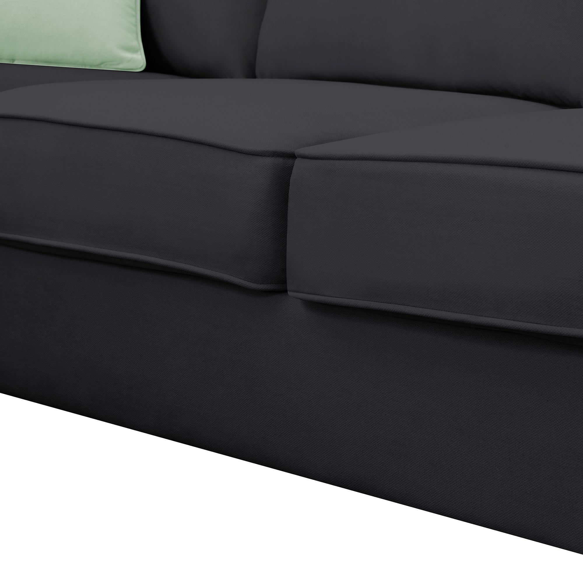 [VIDEO provided] 112*87" Sectional Sofa Couches Living Room Sets, 7 Seats Modular Sectional Sofa with Ottoman, L Shape Fabric Sofa Corner Couch Set with 3 Pillows, Black(New of GS008210AAB)