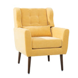 Modern Accent Chair Upholstered Foam Filled Living Room Chairs Comfy Reading Chair Mid Century Modern Chair with Chenille Fabric Lounge Arm Chairs Armchair for Living Room Bedroom (Yellow)