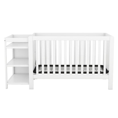 Convertible Crib with Changing Table, White