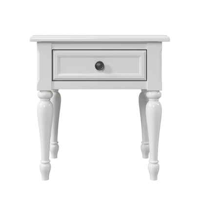 Solid Wood One-Drawer Nightstand for Nursery, Kid's Room, Bedroom, White