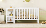 Convertible Crib with Changing Table, White