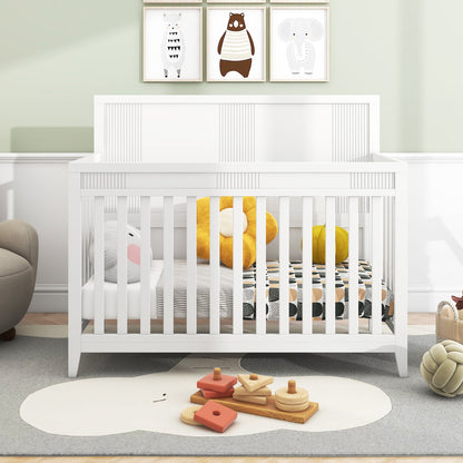 Certified Baby Safe Crib, Pine Solid Wood, Non-Toxic Finish, Snow White