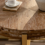 31.29"Modern Retro Splicing Round Coffee Table,Fir Wood Table Top with Gold Cross Legs  Base(Same SKU:W757123559)