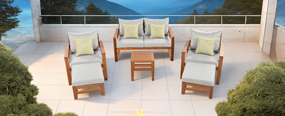 TOPMAX Outdoor Patio Wood 6-Piece Conversation Set, Sectional Garden Seating Groups Chat Set with Ottomans and Cushions for Backyard, Poolside, Balcony, Grey