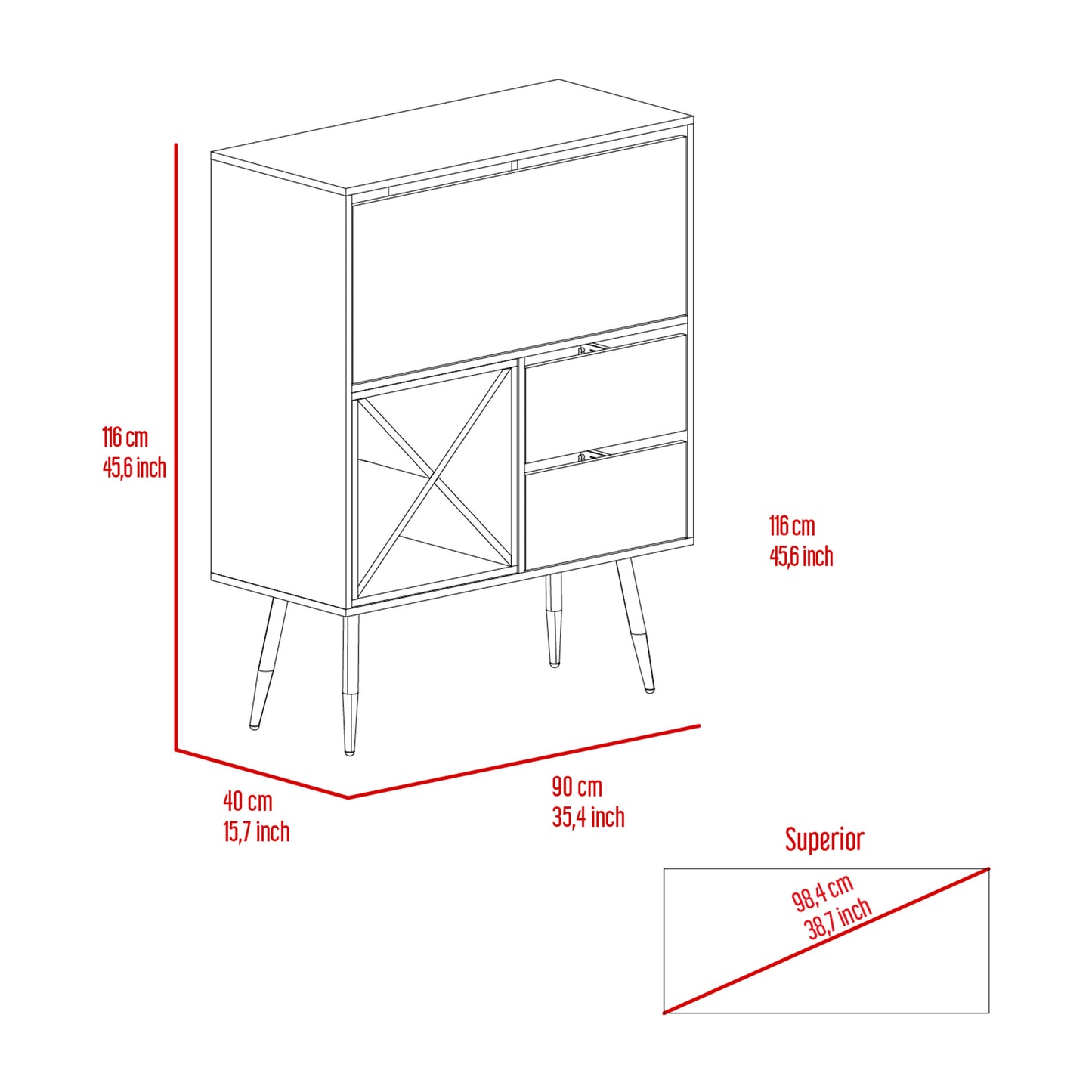 Somerville 4-Bottle 2-Drawer Bar Cabinet Mahogany and Black Wengue