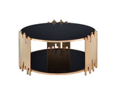 ACME Tanquin Coffee Table in Gold & Black Glass 84490