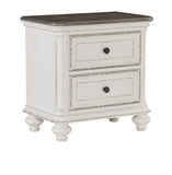 Antique White and Brown-Gray Finish1pc Nightstand of Drawers Black Knobs Traditional Design Bedroom Furniture