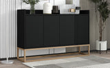 TREXM Modern Sideboard Elegant Buffet Cabinet with Large Storage Space for Dining Room, Entryway (Black)