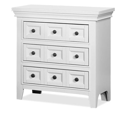 Transitional Style White Color Solid wood 1pc Nightstand Only Bedroom Furniture Bedside Table Round Knobs 3-Drawers Nightstand