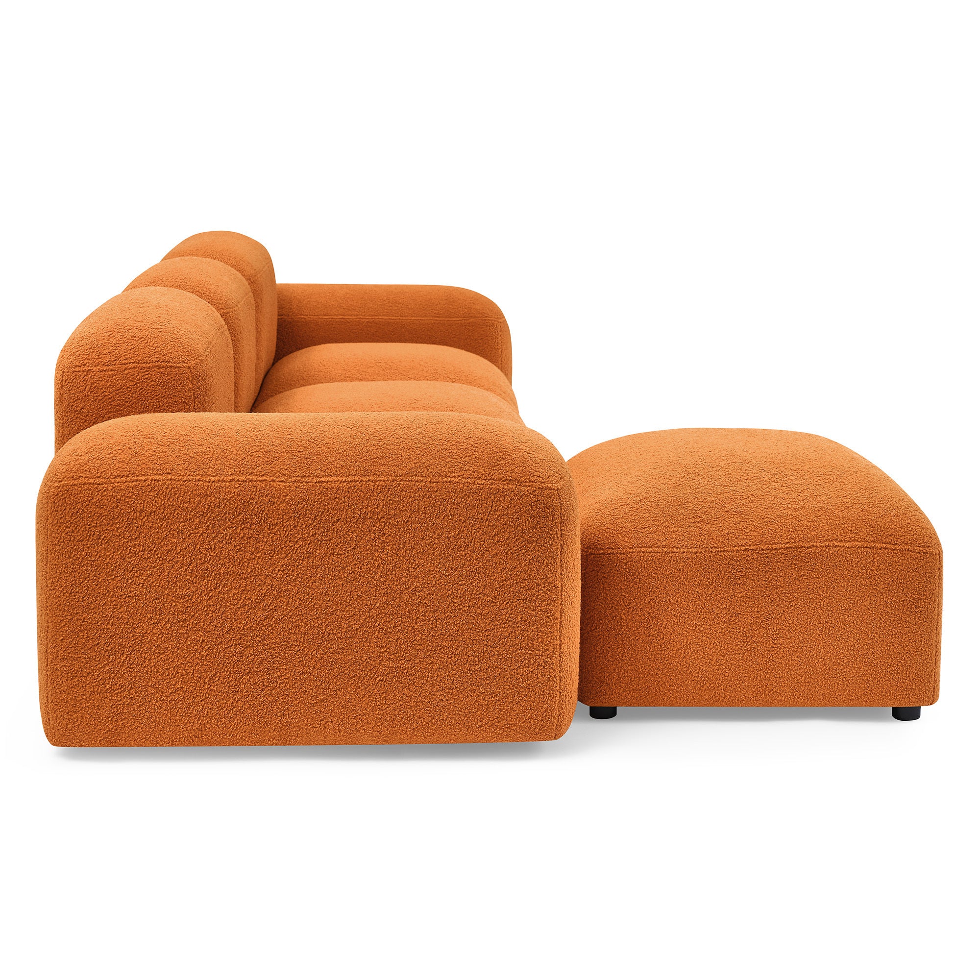 L-Shape Modular Sectional Sofa,DIY Combination,Teddy Fabric,Orange.