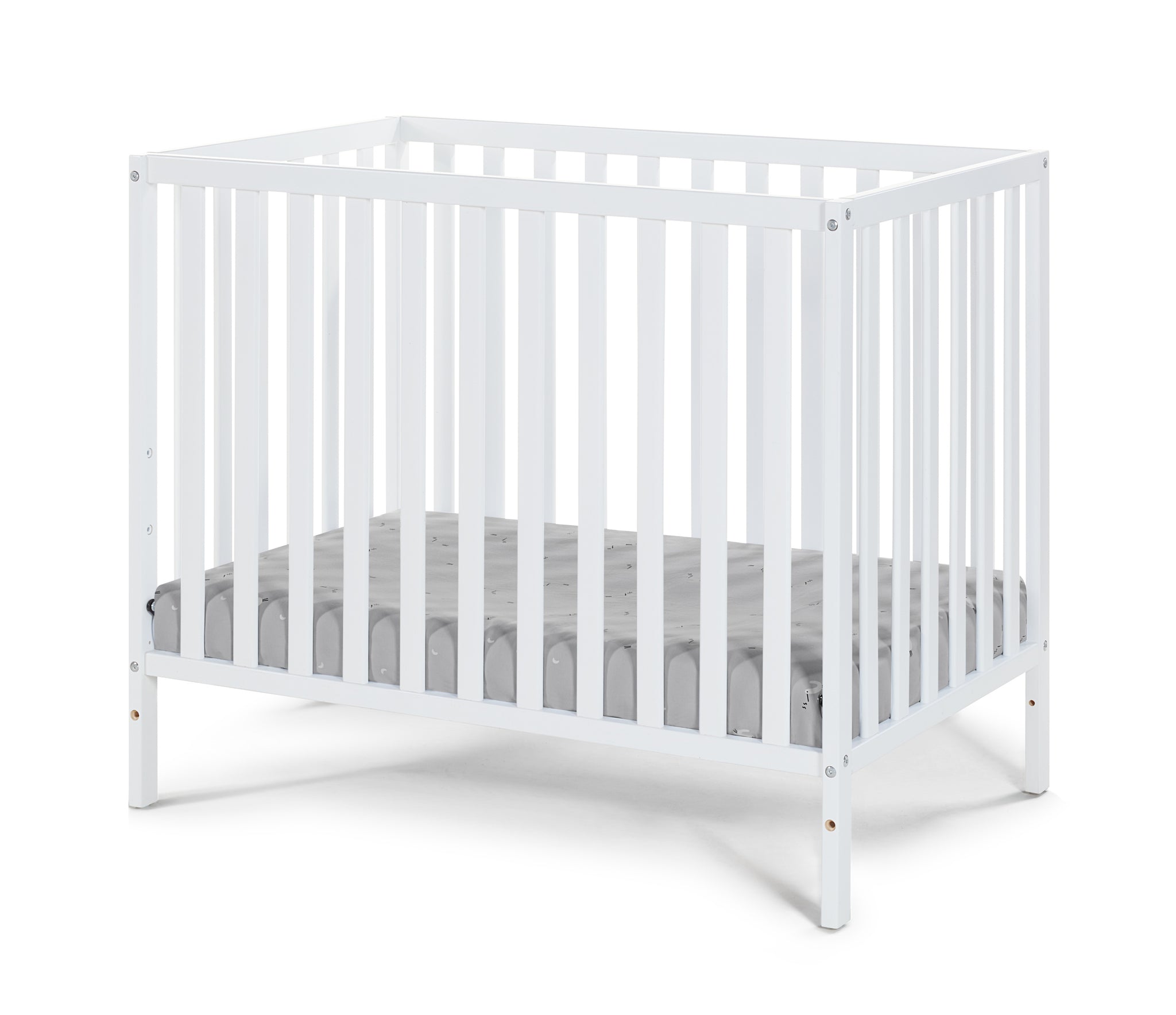 Palmer 3-in-1 Convertible Mini Crib White w/mattress pad