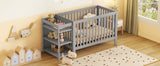 Convertible Crib with Changing Table, Gray