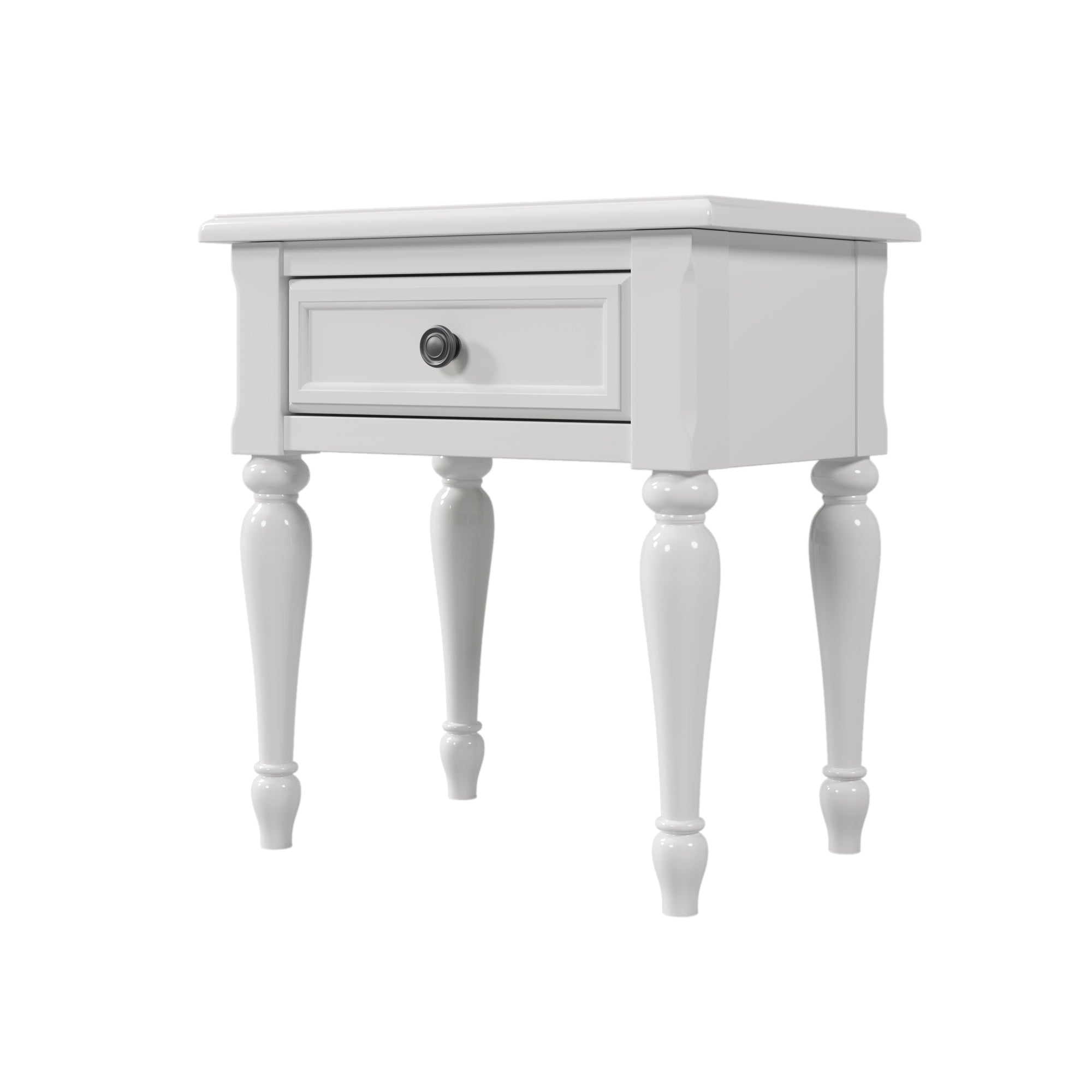 Solid Wood One-Drawer Nightstand for Nursery, Kid's Room, Bedroom, White