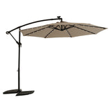 10ft Solar LED Offset Hanging Market Patio Umbrella  ( khaki )