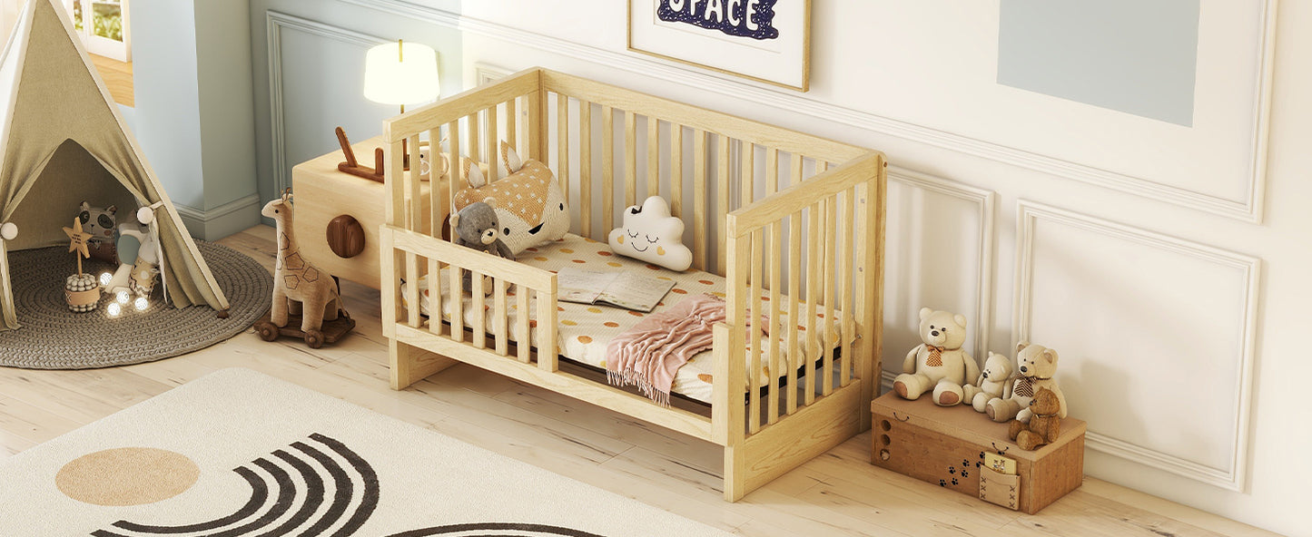 Convertible Crib with Changing Table, Natural