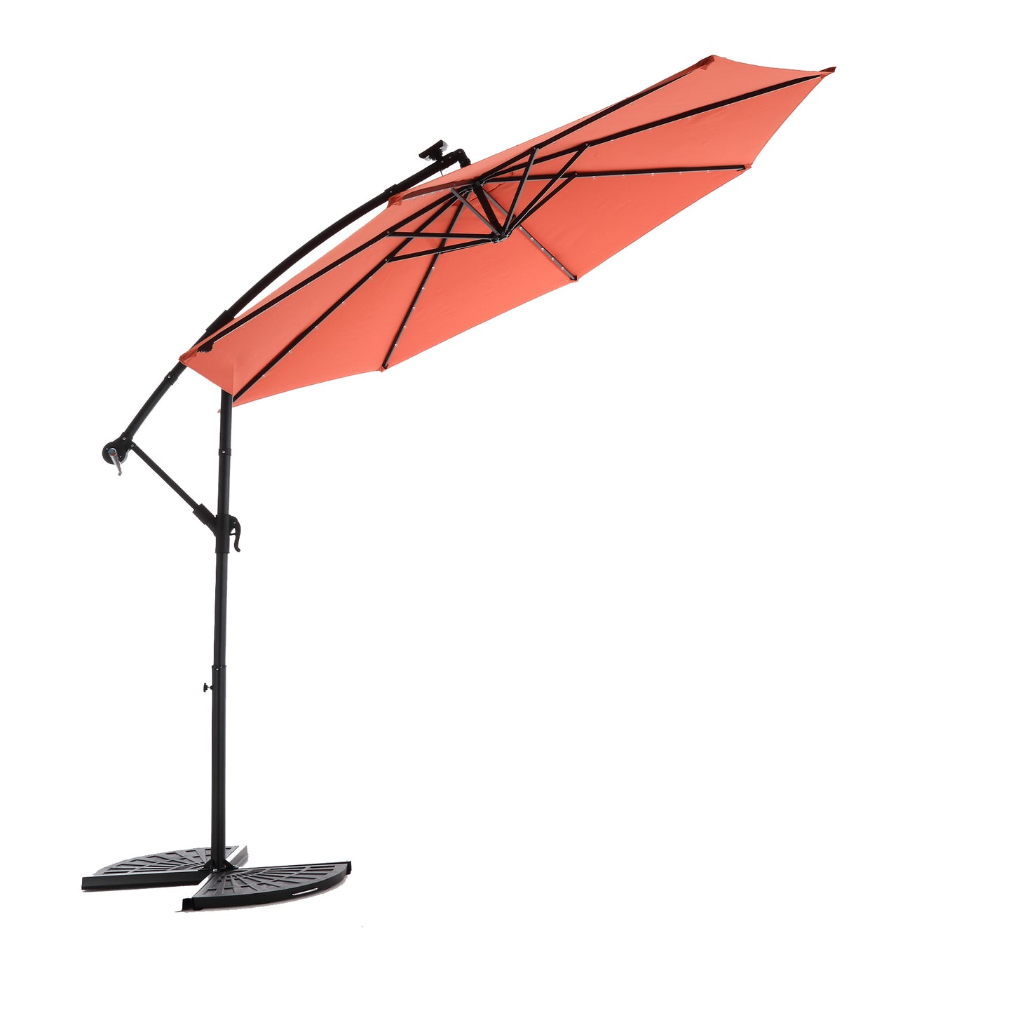 10ft Solar LED Offset Hanging Market Patio Umbrella  (orange )