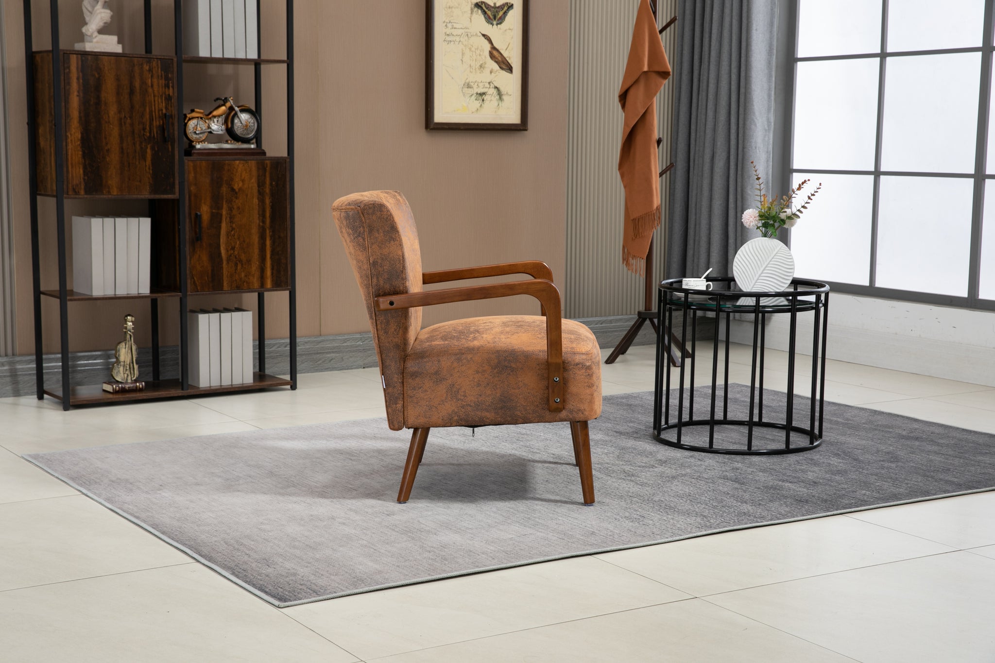 COOLMORE Wood Frame Armchair,  Modern Accent Chair Lounge Chair for Living Room