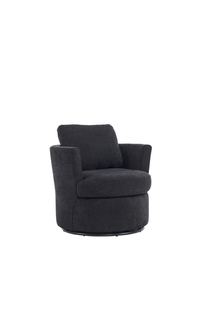 Swivel Barrel Chair, Comfy Round Accent Sofa Chair for Living Room, 360 Degree Swivel Barrel Club Chair, Leisure Arm Chair for Nursery, Hotel, Bedroom, Office, Lounge(Black)