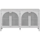 TREXM Large Storage Space Sideboard with Artificial Rattan Door and Metal Handles for Living Room and Entryway (Gray)