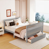 Convertible Crib/Full Size Bed with Drawers and 3 Height Options, Gray