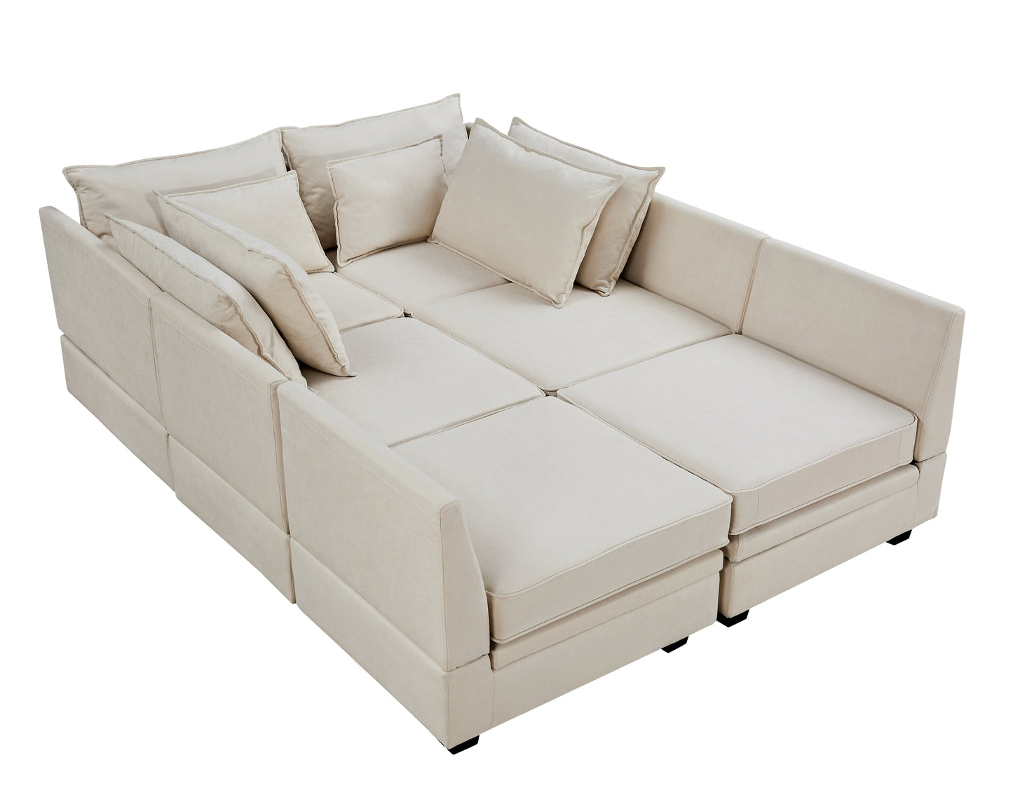 U_Style Modern Large U-Shape Modular Sectional Sofa, Convertible Sofa Bed with Reversible Chaise for Living Room, Storage Seat