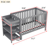 Convertible Crib with Changing Table, Gray