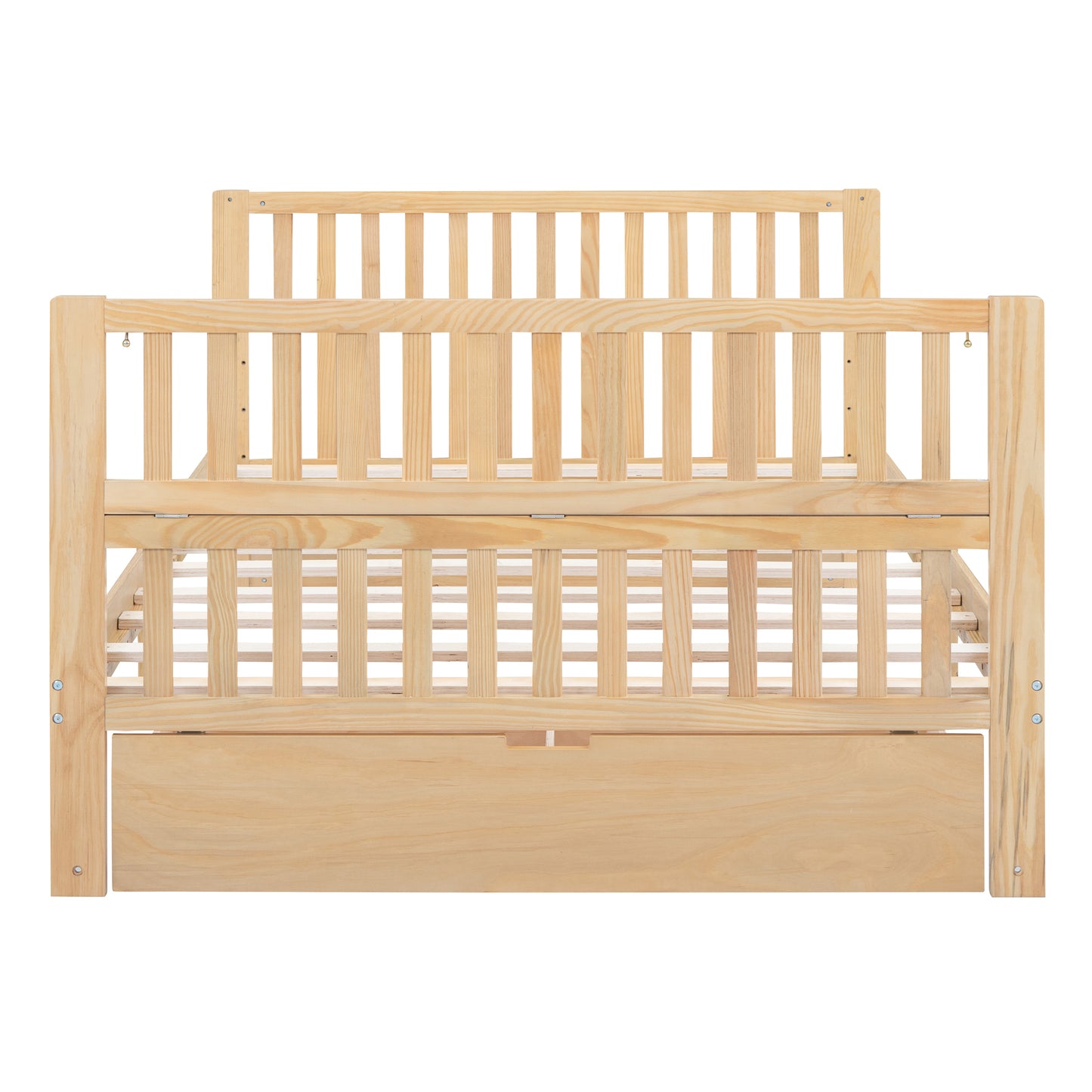 Convertible Crib/Full Size Bed with Drawers and 3 Height Options, Natural