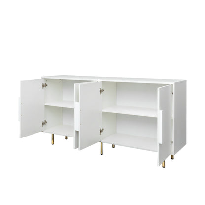 Sideboard Buffet Cabinet with Storage Modern Storage Cabinets with 4 Doors with Handle for Living Room Dining Room Entryway, White