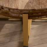 31.29"Modern Retro Splicing Round Coffee Table,Fir Wood Table Top with Gold Cross Legs  Base(Same SKU:W757123559)