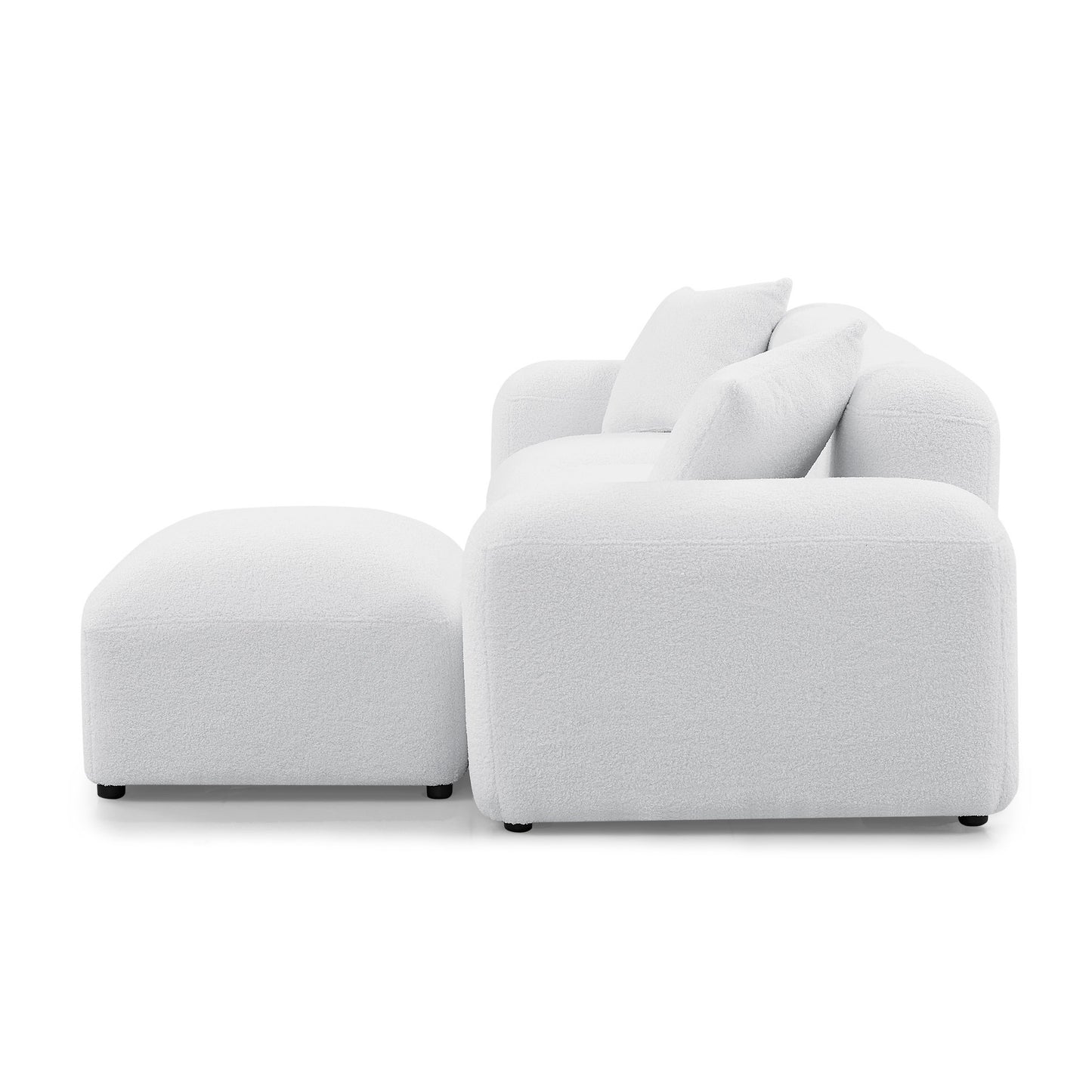 L-Shape Modular Sectional Sofa, DIY Combination,Teddy Fabric,White