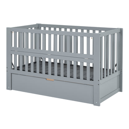 Crib with Drawers and 3 Height Options, Gray