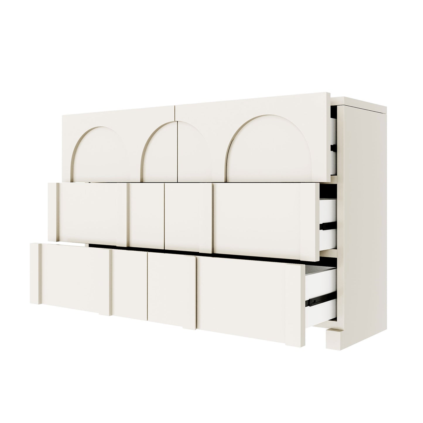 Modern Style Six-Drawer Dresser Sideboard Cabinet Ample Storage Spaces for Living Room, Children's Room, Adult Room, Half Gloss White