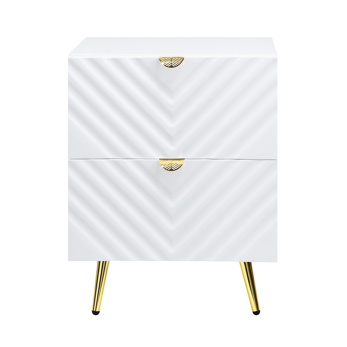 Glavbiku Gaines Nightstand, White High Gloss Finish BD01035