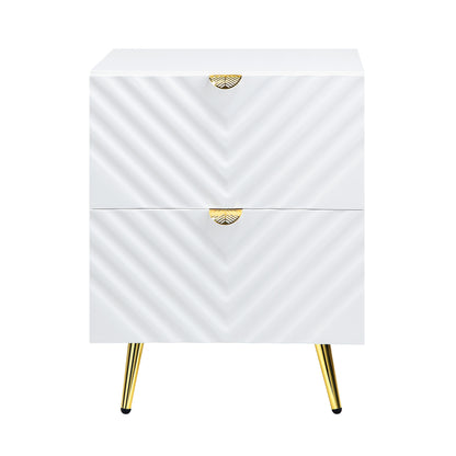 Glavbiku Gaines Nightstand, White High Gloss Finish BD01035