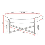 31.29"Modern Retro Splicing Round Coffee Table,Fir Wood Table Top with Gold Cross Legs  Base(Same SKU:W757123559)