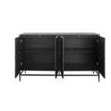 Accent Black Lacquered 4 Door Wooden Cabinet Sideboard Buffet Server Cabinet Storage Cabinet, for Living Room, Entryway, Hallway, Office, Kitchen and Dining Room