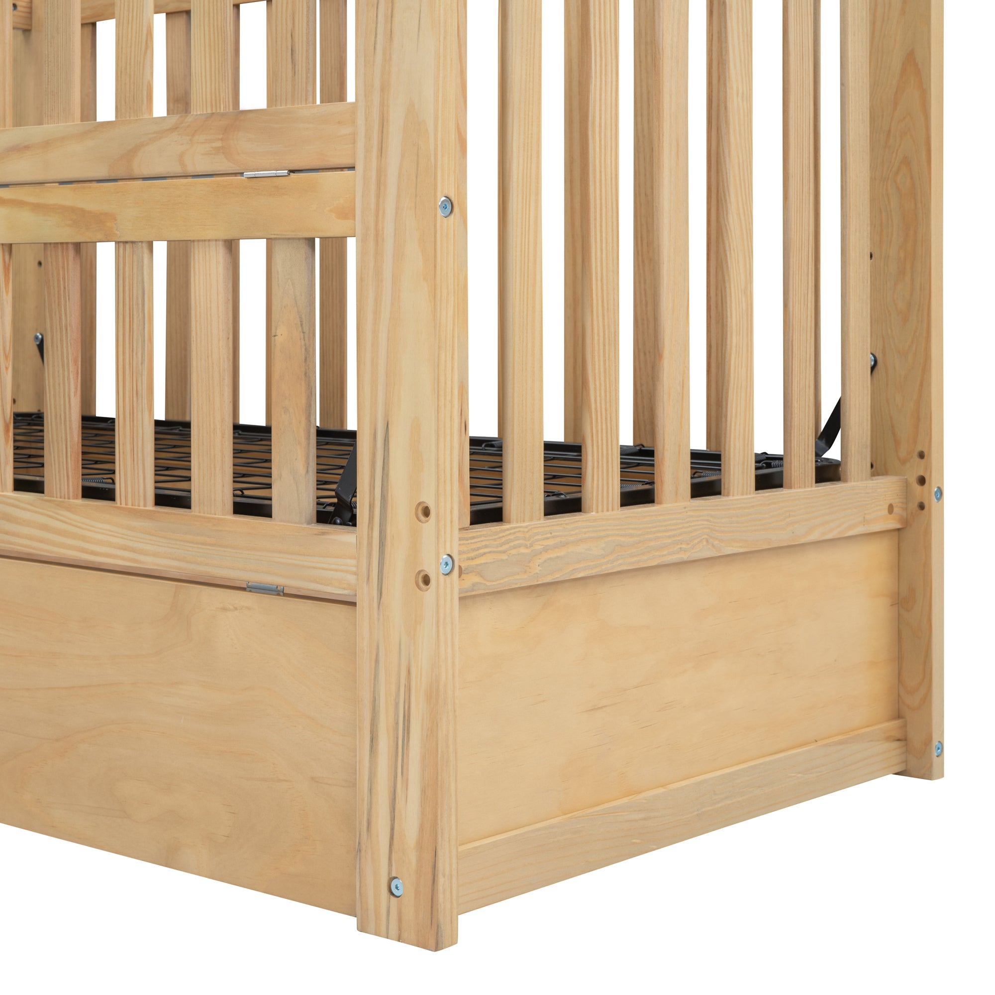 Crib with Drawers and 3 Height Options, Natural