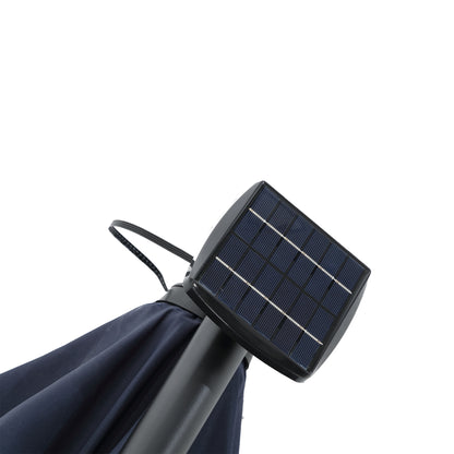 10ft Solar LED Offset Hanging Market Patio Umbrella  (Navy blue )