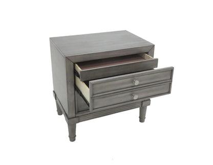 Modern Gray Finish 1pc Nightstand Solidwood Hidden Drawer Nickel Round Knob Bedside Table Bedroom