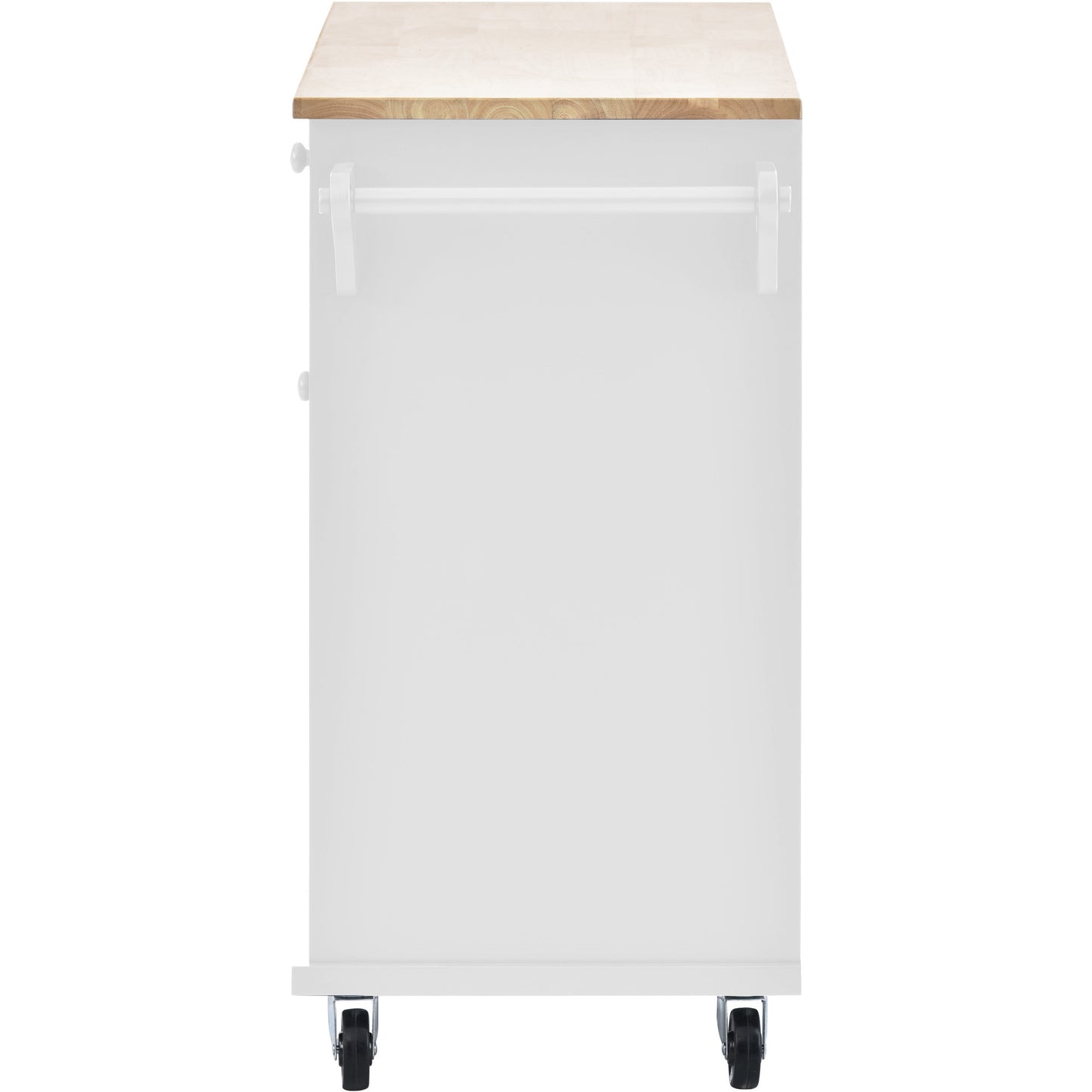 Kitchen Island Cart with Storage Cabinet and Two Locking Wheels,Solid wood desktop,Microwave cabinet,Floor Standing Buffet Server Sideboard for Kitchen Room,Dining Room,, Bathroom(White)