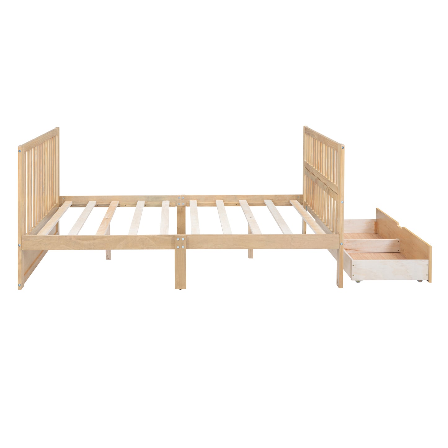 Convertible Crib/Full Size Bed with Drawers and 3 Height Options, Natural