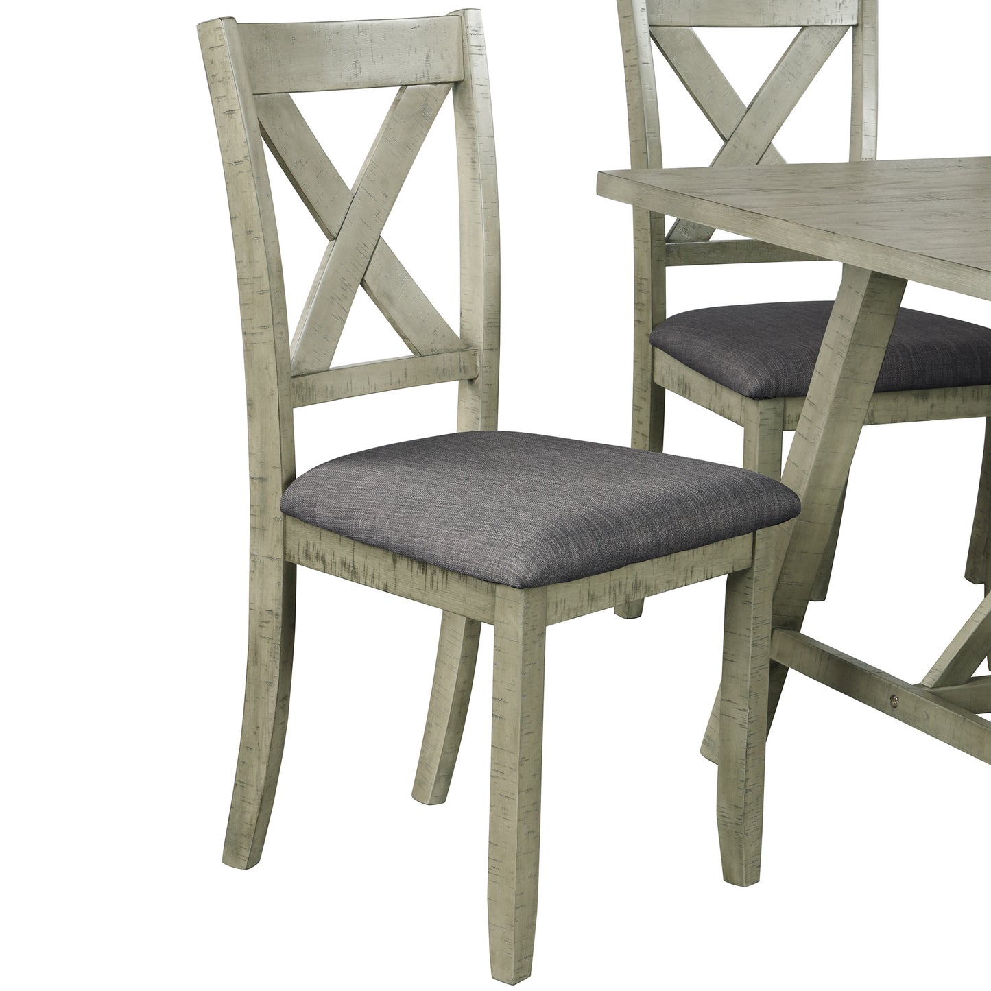 TOPMAX 6 Piece Dining Table Set Wood Dining Table and chair Kitchen Table Set with Table, Bench and 4 Chairs, Rustic Style, Gray(No Difference with SH000109AAE)