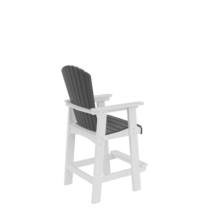 HDPE Bar Chair, Outdoor Tall Adirondack Chairs Set of 2, Patio Bar Stool Chair with High Back White + Gray, Set of 2